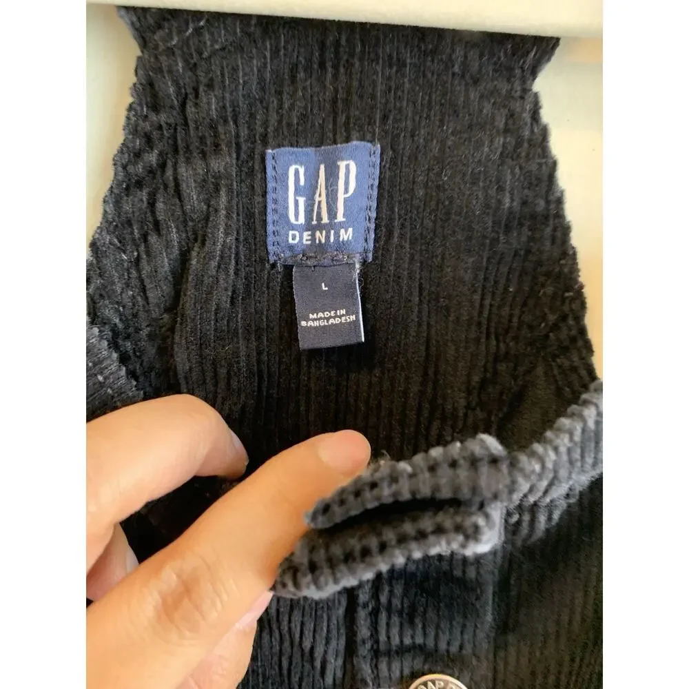 GAP Kids Girl Overall Dress Skirt Black Corduroy Size Large